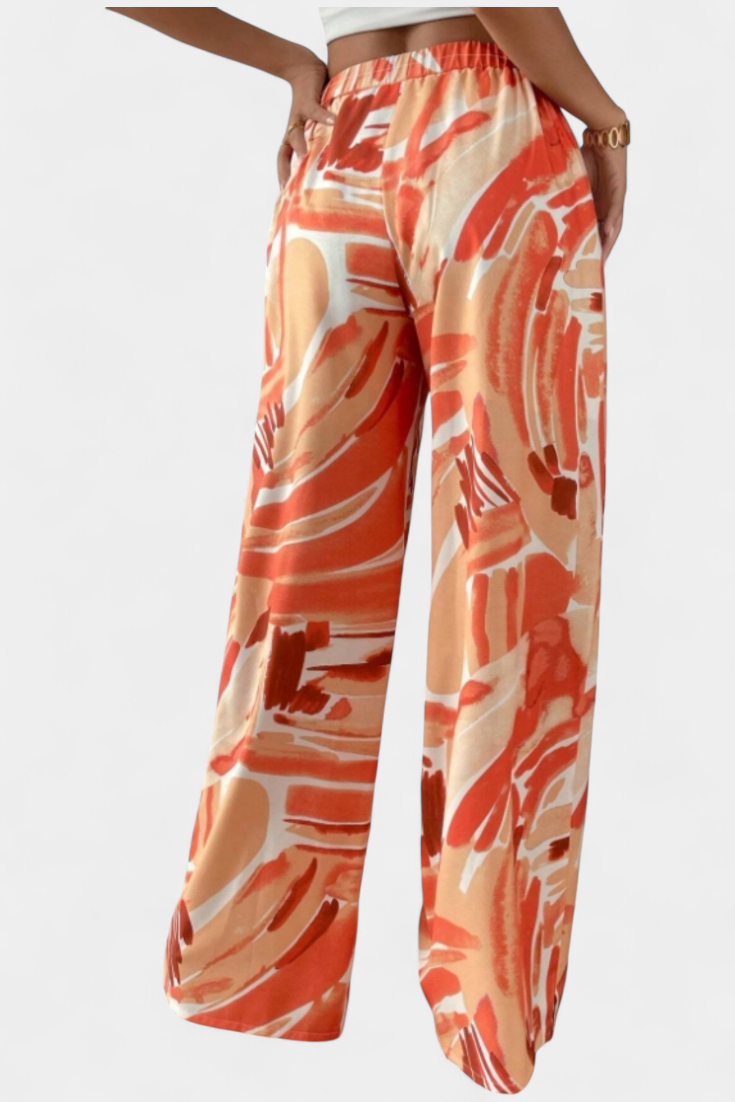 Pantalones de Pierna Ancha Senda con Estampado Abstracto