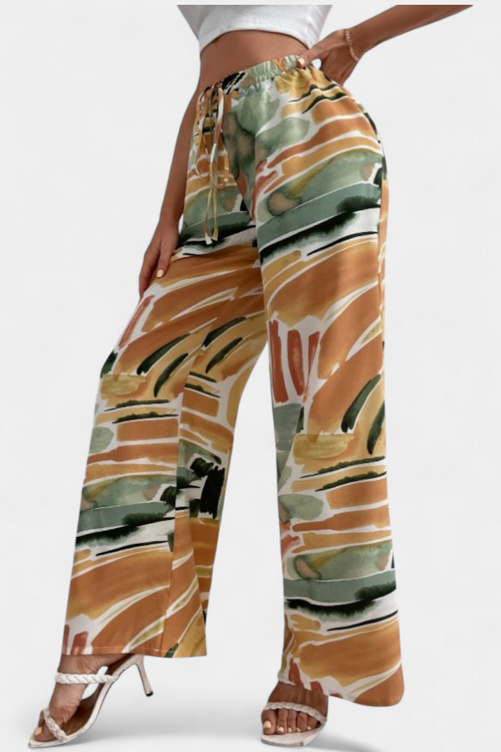 Pantalones de Pierna Ancha Senda con Estampado Abstracto