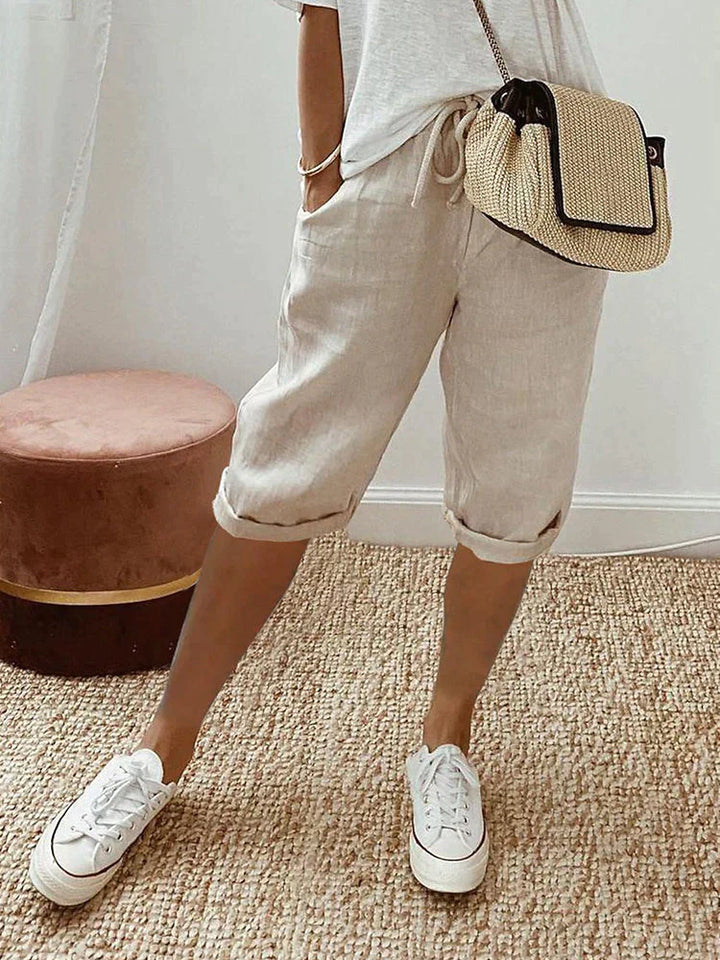 Lucía™ | Pantalones Cortos de Algodón y Lino