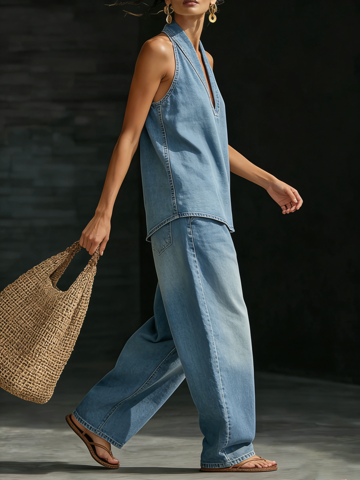 Mary™ | Conjunto de Dos Piezas de Denim Minimalista y Cómodo