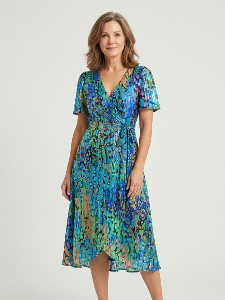 Sofía | Vestido midi con estampado abstracto