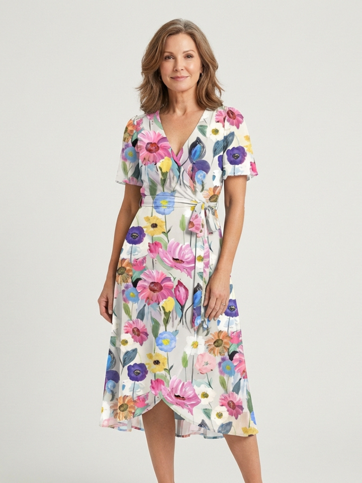 Sofía | Vestido midi con estampado abstracto